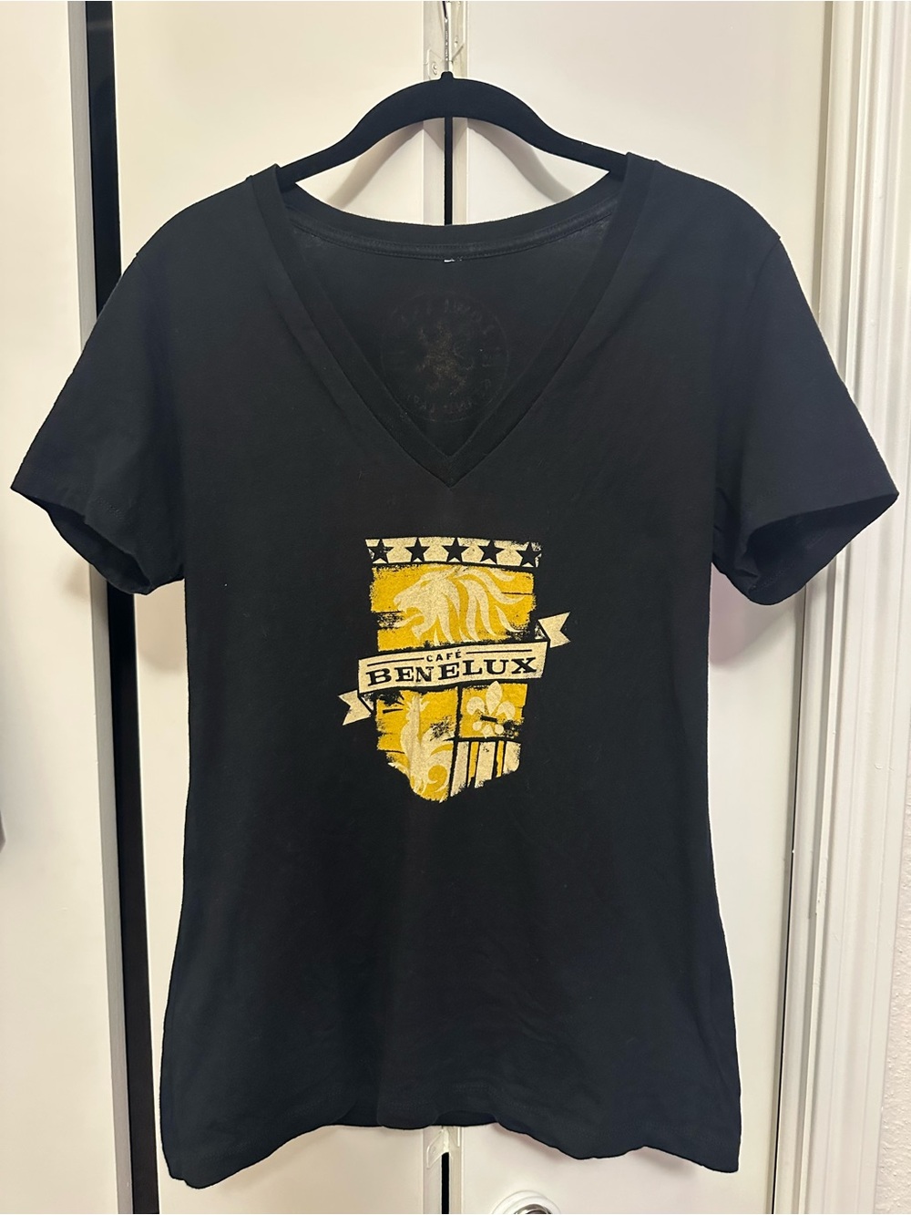 Black V-Neck Graphic Tee